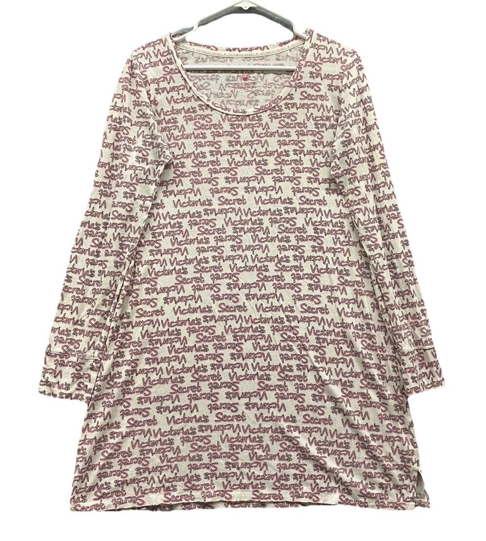 Victoria’s Secret Cotton Lingerie Sleep Top Women’s M Pink Logo Pajama Shirt